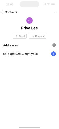 A contact with an on-chain address assigned